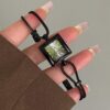 Minimalist Style Black and Green Square Face Bracelet Watch