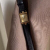 Vintage Style Gold Rectangle Face Black/Brown Leather Watch