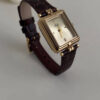 Vintage Style Gold Rectangle Face Black/Brown Leather Watch