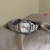 Vintage Style Green Square Face Silver Bracelet Watch