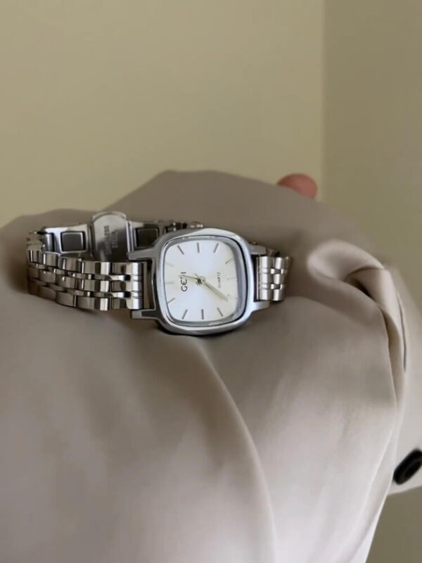 Vintage Style Green Square Face Silver Bracelet Watch