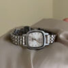 Vintage Style Green Square Face Silver Bracelet Watch