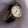 Gold Round Face Black/Grey/Orange Leather Watch