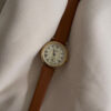 Gold Round Face Black/Grey/Orange Leather Watch