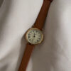 Gold Round Face Black/Grey/Orange Leather Watch