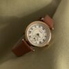 Gold Round Face Black/Grey/Orange Leather Watch