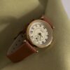Gold Round Face Black/Grey/Orange Leather Watch