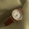 Gold Round Face Black/Grey/Orange Leather Watch