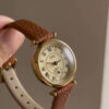 Gold Round Face Black/Grey/Orange Leather Watch