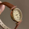 Gold Round Face Black/Grey/Orange Leather Watch