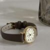 Gold Round Face Black/Grey/Orange Leather Watch