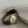 Gold Round Face Black/Grey/Orange Leather Watch