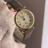 Gold Round Face Black/Grey/Orange Leather Watch