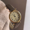 Gold Round Face Black/Grey/Orange Leather Watch