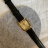 Vintage Style Gold Square Face Black/Brown Leather Watch