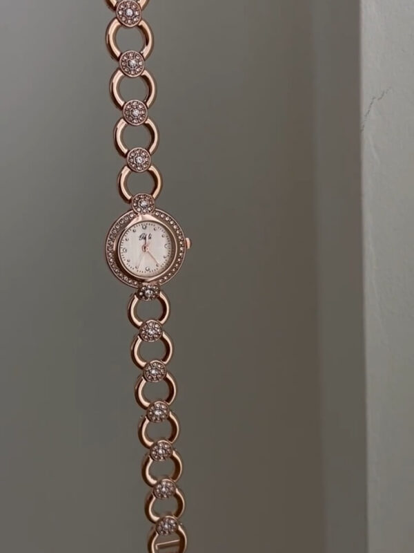 Dainty Rose Gold Round Face Watch for Women