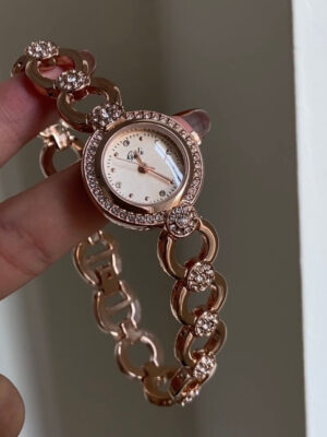 Dainty Rose Gold Round Face Watch for Women