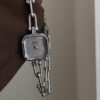 Chic Grey/White Square Face Silver Bracelet Watch