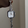 Chic Grey/White Square Face Silver Bracelet Watch