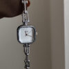 Chic Grey/White Square Face Silver Bracelet Watch