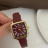 Vintage Style Square Face Red Leather Women‘s Watch