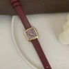 Vintage Style Square Face Red Leather Women‘s Watch