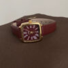 Vintage Style Square Face Red Leather Women‘s Watch