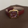 Vintage Style Square Face Red Leather Women‘s Watch