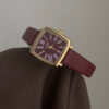 Vintage Style Square Face Red Leather Women‘s Watch