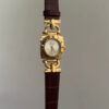 Vintage Green/White Square Face Brown/Black Leather Watch