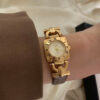 Vintage Green/White Square Face Brown/Black Leather Watch