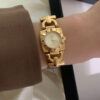 Vintage Green/White Square Face Brown/Black Leather Watch