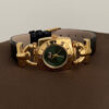 Vintage Green/White Square Face Brown/Black Leather Watch