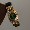Vintage Green/White Square Face Brown/Black Leather Watch