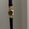 Vintage Green/White Square Face Brown/Black Leather Watch