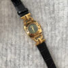 Vintage Green/White Square Face Brown/Black Leather Watch