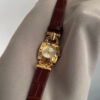 Vintage Green/White Square Face Brown/Black Leather Watch