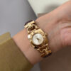 Vintage Green/White Square Face Brown/Black Leather Watch