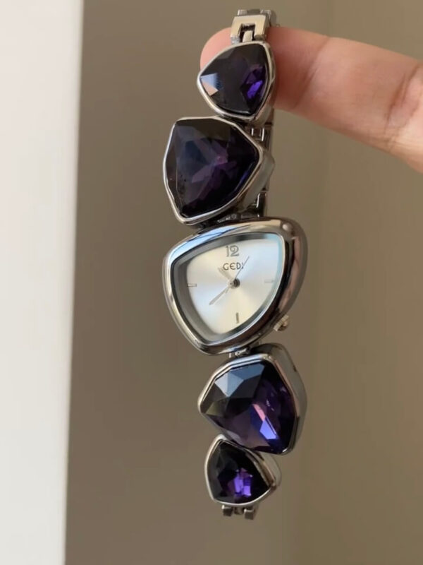 Chic Silver/Purple/Red/Black Irregular Face Bracelet Watch