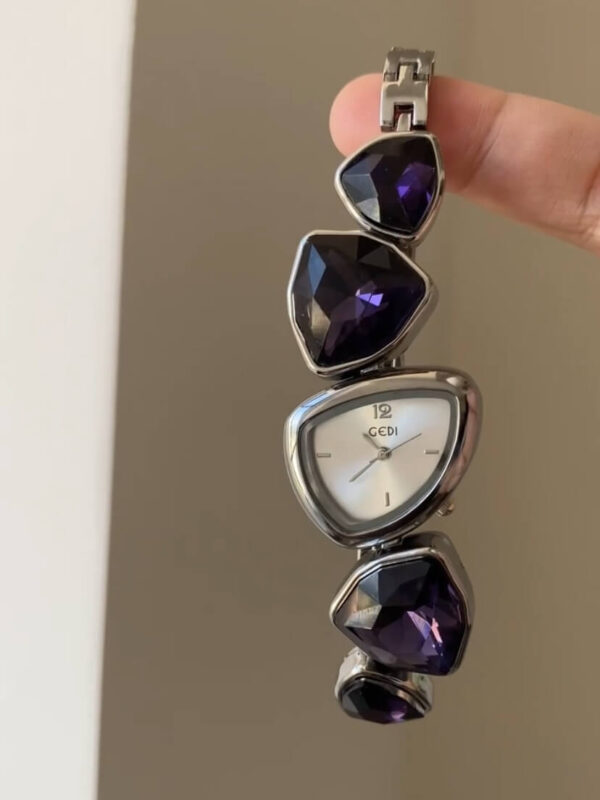 Chic Silver/Purple/Red/Black Irregular Face Bracelet Watch
