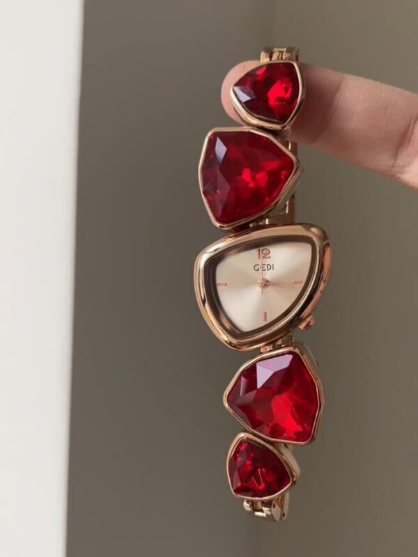 Chic Silver/Purple/Red/Black Irregular Face Bracelet Watch