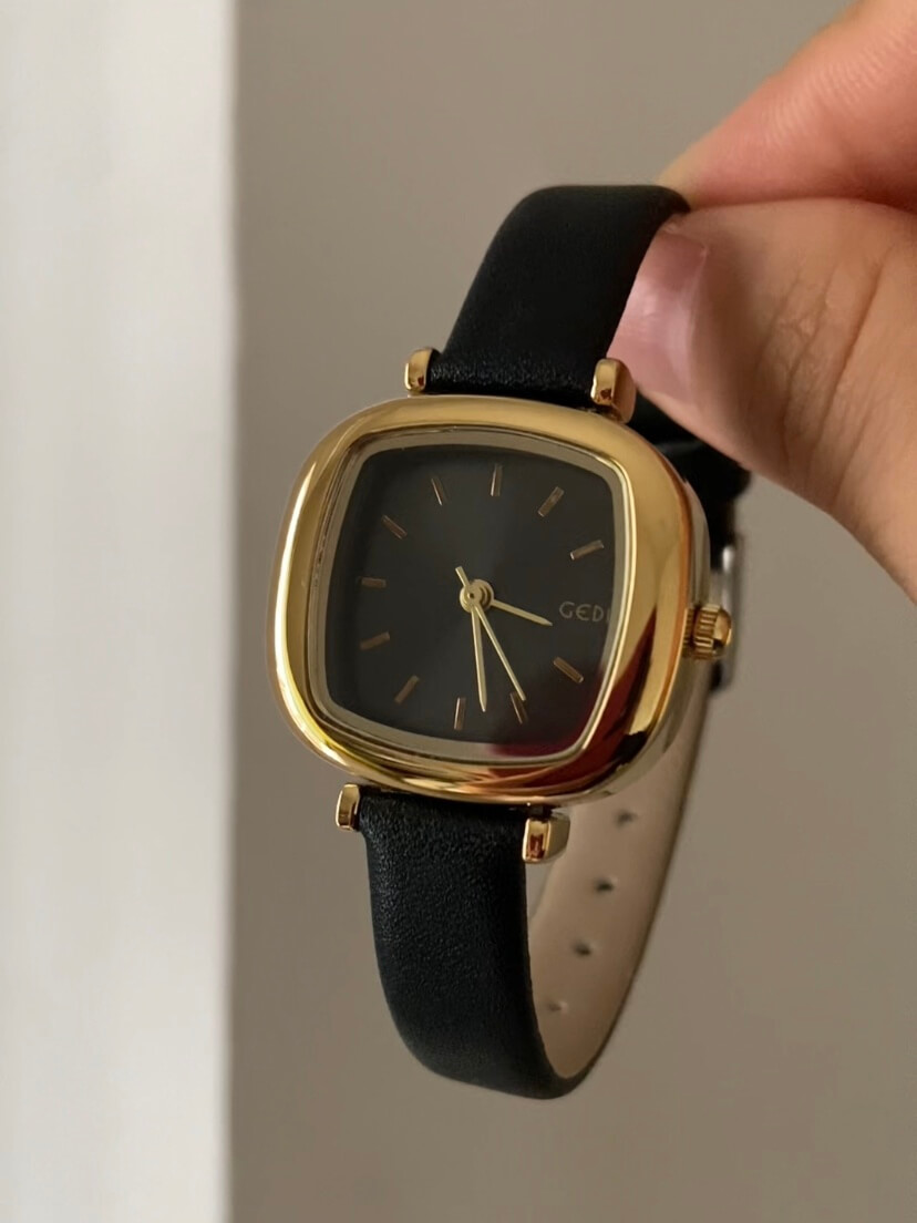 Women's Square Face Brown/Black/White Leather Watch