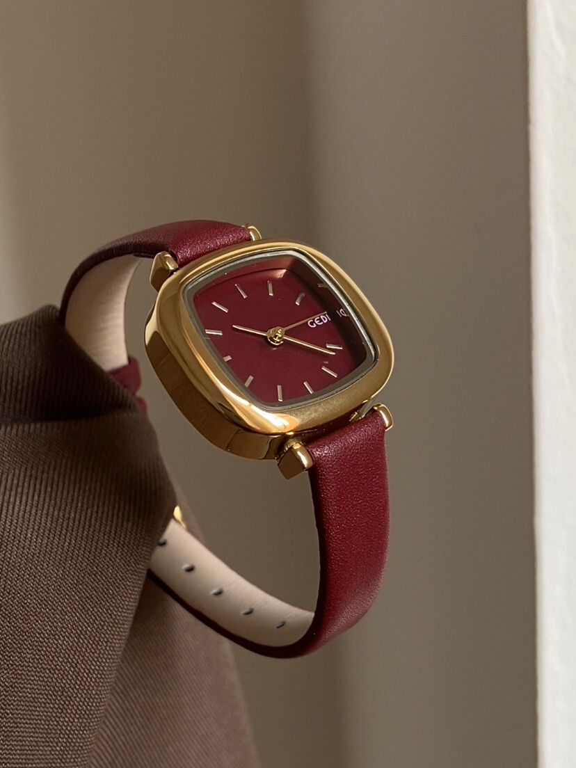 Women's Square Face Brown/Black/White Leather Watch