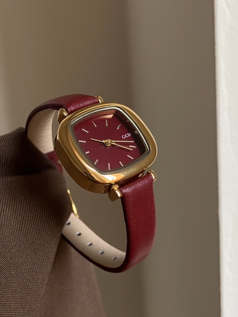 Women's Square Face Brown/Black/White Leather Watch