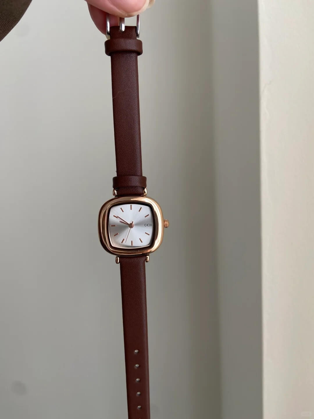 Women's Square Face Brown/Black/White Leather Watch