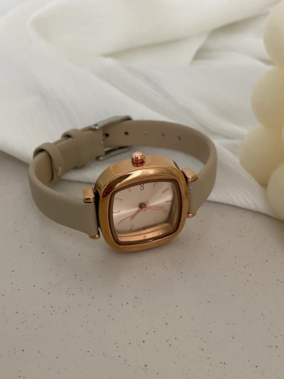 Women's Square Face Brown/Black/White Leather Watch