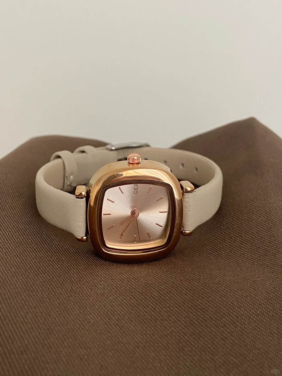 Women's Square Face Brown/Black/White Leather Watch