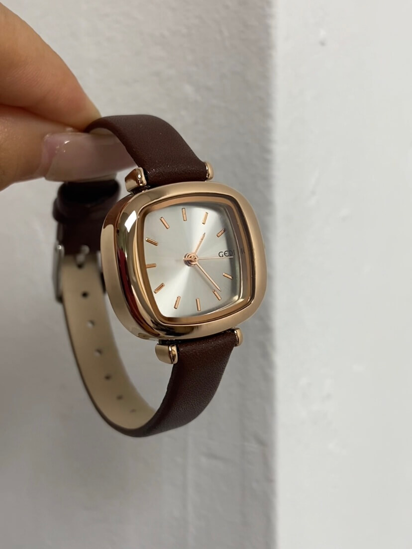 Women's Square Face Brown/Black/White Leather Watch