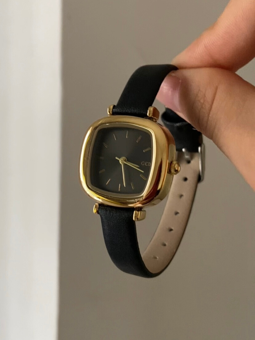 Women's Square Face Brown/Black/White Leather Watch