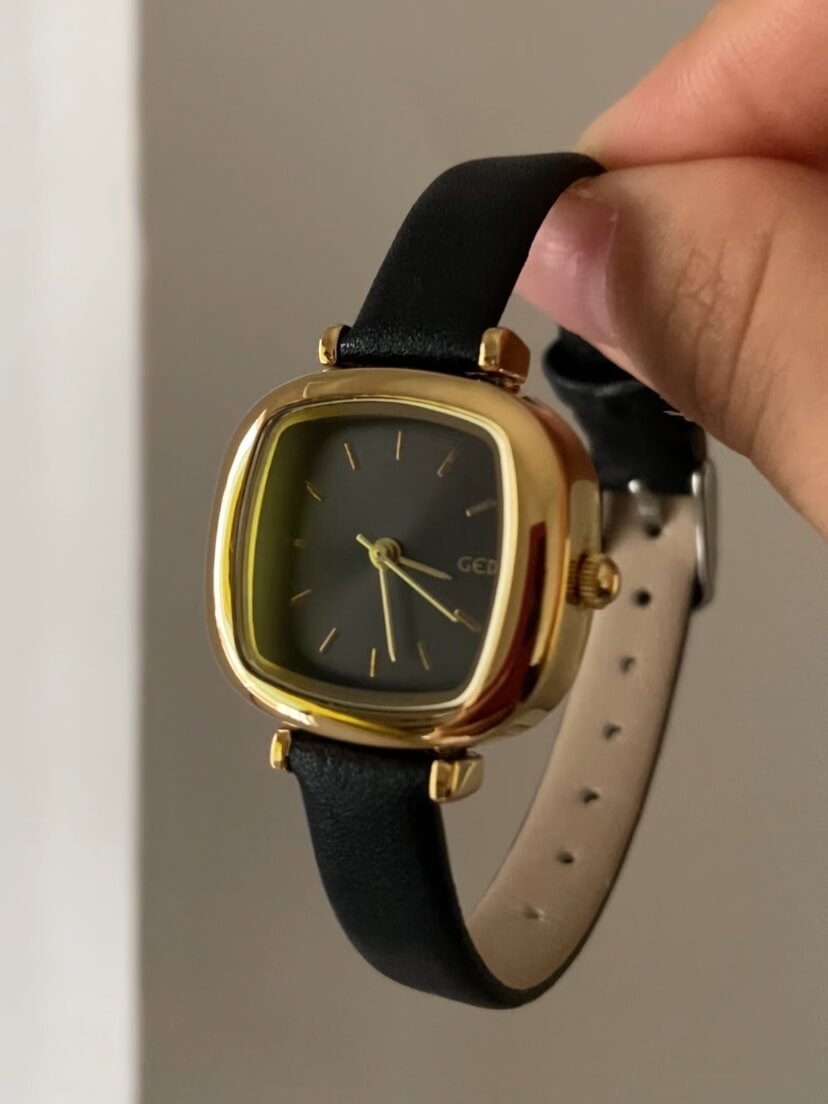 Women's Square Face Brown/Black/White Leather Watch